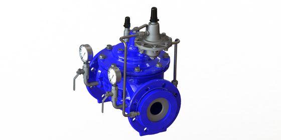 PN16 Duktylny zawór sterujący przepływem żelaza o wysokiej odporności na ciśnienie i niebieskim wykończeniu Ral5005 dla zastosowań o temperaturze 0-80 °F